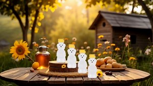 4 Pcs 8 Oz Plastic Bear Honey Bottle Jars, Empty Honey Squeeze Bottle with Flip-top Lid for Storing and Dispensing, Yellow Flap Caps Garlic Presses for Storing and Dispensing Honey Jars
