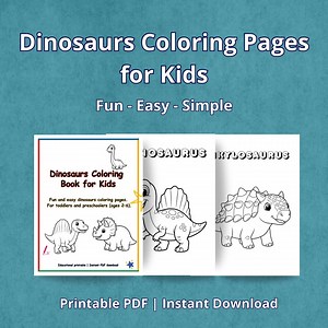 Dinosaur Coloring Pages for Kids | Cute Dinosaurs Coloring Book | Printable Dinosaur Worksheets | Preschool & Toddler Activity PDF - Etsy