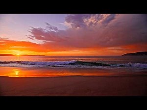 Crimson Sunset on a Remote Beach with Crashing Ocean Waves | Relaxing ASMR for Deep Sleep | 3H in 4K