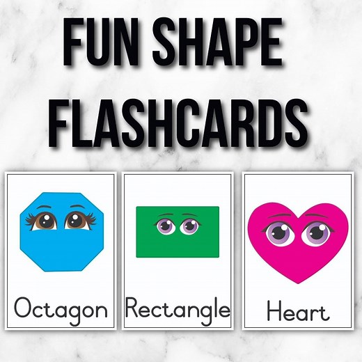 Fun Shape Flash Cards, With Faces, Printable Shapes for Toddlers, Preschool Learning Game, Cute Educational Flashcards, Digital Download - Etsy
