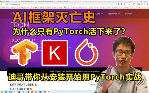 最强AI框架PyTorch，2025年入门必学，看迪哥从安装开始手把手教你PyTorch入门到实战全流程，学完自己跑项目，究极通俗易懂！深度学习框架