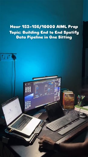 Sumanthuuuu on Instagram: "Today I’m diving into Module - End-to-End Spotify Data Pipeline Project from Darshil Parmar’s Python for Data Engineering course building a complete production-grade data pipeline from scratch! 🎵🚀 This module covers the full lifecycle: Extraction: Integrating with Spotify API and deploying extraction code on AWS Lambda​ Automation: Setting up triggers to run data extraction automatically​ Transformation: Writing transformation functions with automated triggers​ Stora