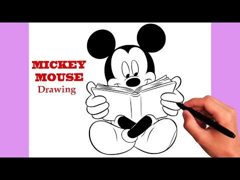 How to draw a Cute Mickey Mouse Cartoon Character Step by Step Very Easy _ Let's Draw Together
