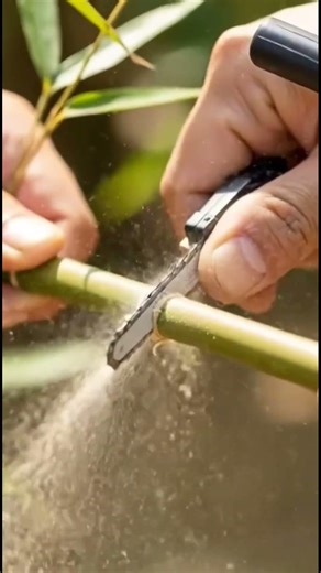 Mini chainsaw cutting bamboo #tools #beautifultools #minitools #bamboo #chainsaw