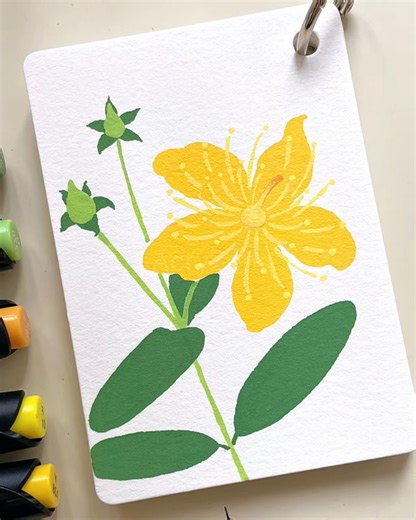 Bright Yellow Flower Drawing | Simple Marker Art for Beginners #shorts #art