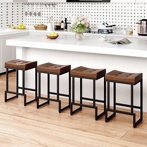 FIRAVOE Bar Stools Set of 4, 24" Counter Height Bar Stools (Backless Saddle) Modern Faux Leather Brown Barstools for Kitchen Island - Walmart.com