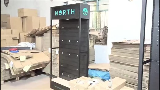 Mingtang Metal Slatwall Display Stand Retail Shelves Phone Shop Decoration Rack with Hooks