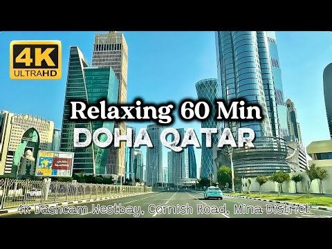 Morning Dashcam Ride in Doha Qatar | 1 Hour Relaxing 4K Doha City Drive (Original Traffic Sound)