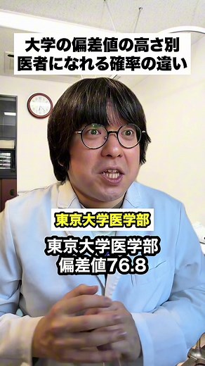 大学の偏差値別 医者になる確率の違い