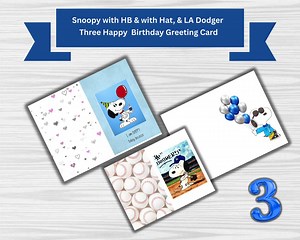 Snoopy Birthday Card Set: LA Dodgers Theme (digital Download) - Etsy