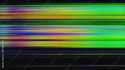 Glitch transition with fast scanline flickers and digital tearing simulating a corrupted broadcast signal