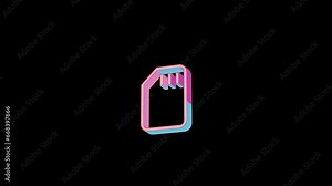 Bright sd card icon is jumping merrily. Retro style. Alpha channel black. Looped from frame 120 to 240, Alpha BW at the end