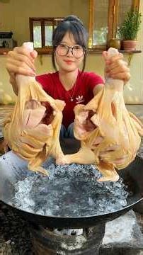 Cooking yummy wash chicken with ice for deep fried crispy recipe