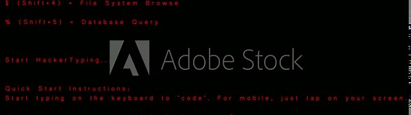 Hacker typed Instructions with Red Text on animation Black Background code keyboard. Retro hacker-style red text types over black background with keyboard flickers, ideal for programming, thriller.