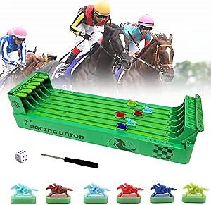 Horse Racing Game Electronic, Horse Racing Table Game with 6-Horse, Desktop Derby Horse Race Board Game for Adults Party Games(Screwdriver and Dice Attached)
