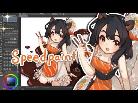 Turning SUSHI into an ANIME GIRL!!! 🍣🐠🍥 ✦【SPEEDPAINT + COMMENTARY】✦