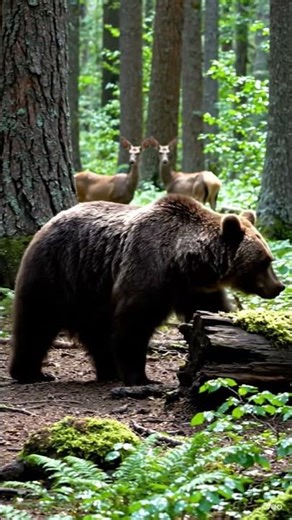 Bear walking in forest