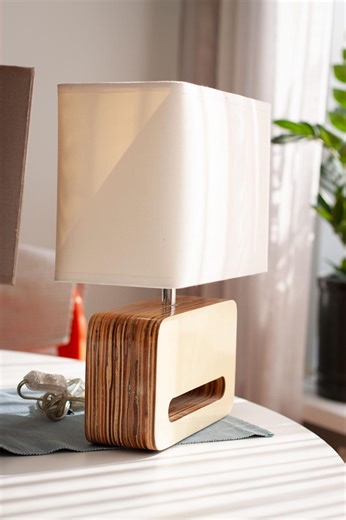 Vintage Designer Table Lamp Zuiver Wood, Cozy Living Room Lighting, Retro Bedside Lamp, Cute Night Light - Etsy