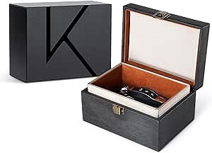 KK6M-BK Faraday Key Fob Protector Box, RFID Signal Blocking Shielding Box for Car Keys, Anti-Theft Vintage Faraday Cage with High-Grade Protein Leather, Black - Size: M