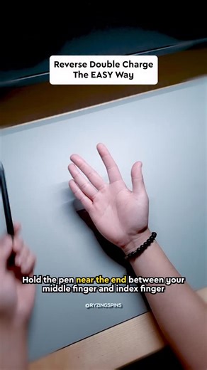 Ryzing Spins on Instagram: "Learn the Reverse Double Charge pen spinning trick the easy way ⚡! Perfect for beginners and advanced spinners — master smooth spins, combos, and impress everyone with your pen skills. 💡 Tip: Practice slowly at first, then speed up for flawless execution! 👉 Don’t forget to like, comment, and follow for more pen spinning tutorials, combos, and viral tricks! 📺 Check out the YouTube channel in the bio link for more in-depth tutorials! #penspinning #tricks #tutorial #e