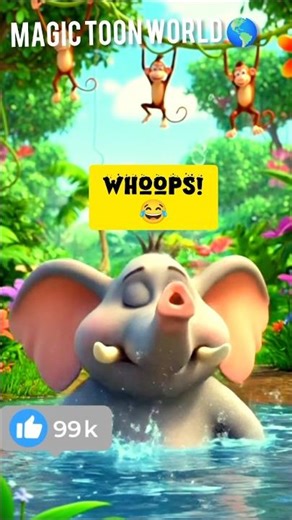 Funny Elephant Water Splash 🐘 | Magic Toon World #3danimation #elephant #shorts