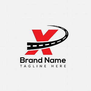Transportlogo auf Buchstabe X-Vorlage. Road On X Letter, erstes...