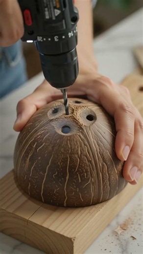 Turning Coconut Shells Into Elegant Hanging Planters