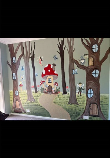 Enchanted Fairy Forest Mural for Baby Girls Room