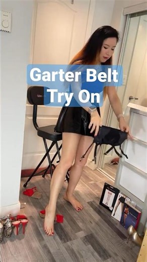 Sexy Lace Garter Belt Try On, Nylon Stockings Suspenders Legs Feet Toes Soles Girl Model