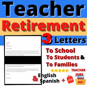 Teacher Retirement Letter to School and Parents Resource English Spanish