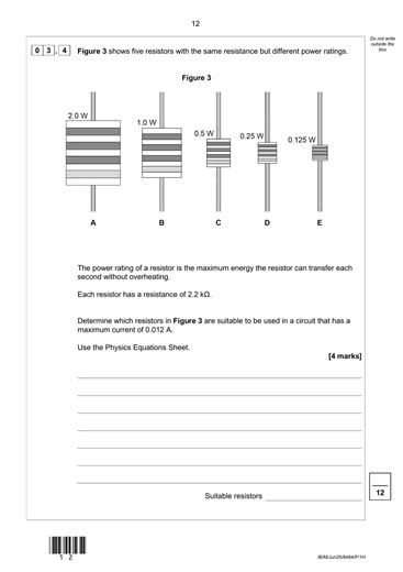 2025 AQA GCSE Combined Science Trilogy Physics Paper 1h Question Paper And Mark Scheme 8464 P 1h