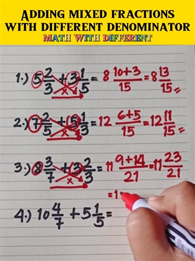 Adding Mixed Fractions With Different Denominator #mathwithprincess #mathviral #math #mathlessons #mathematics #mathreview #mathvideo #mathisfun | Math with Princess