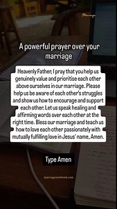 ✨️ 4 Scriptures to pray over your marriage Do nothing out of selfish ambition or vain conceit. Rather, in humility value others above yourselves, not looking to your own interests but each of you to the interests of the others. Philippians 2:3-4 NIV ✨️ Ask God to help you genuinely value and prioritise your spouse. Pray that you serve each other without any ulterior motives and confess any form of selfishness, manipulation and lack of empathy. Therefore encourage one another and build each other
