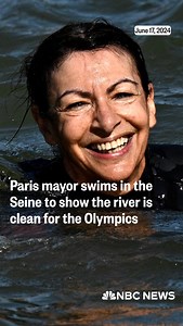 Paris Mayor Anne Hidalgo fulfilled a promise to show the Seine was clean enough to host open swimming competitions during the 2024 Olympics. “The water is wonderful,” Hidalgo told NBC News. https://nbcnews.to/4bLKb88 | NBC News