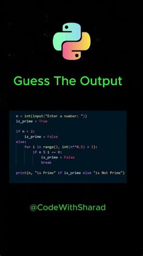 👉 Guess the Output | Prime Number Check in Python