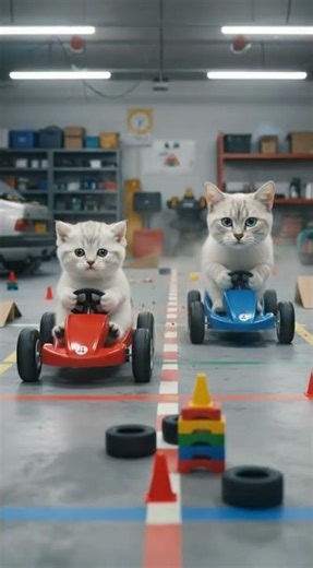 Cat Family Garage Racing Day! 🚗