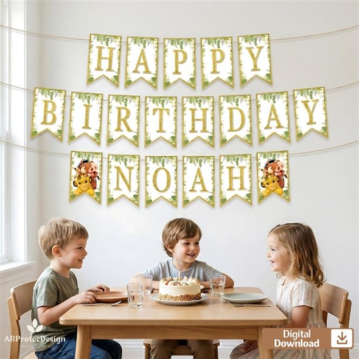 Personalized Lion King Birthday Banner, Safari Jungle Party Decor, Digital Download - Etsy
