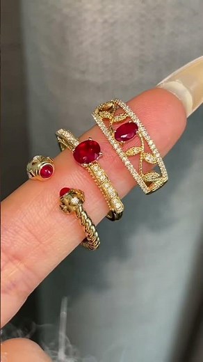 Fiery Elegance | 18K Gold Ruby & Diamond Ring ❤️