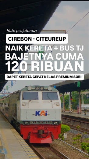 Cirebon - Citeureup naik kereta sambung Bus TJ, bajet 120 ribuan aja udah dapet kereta cepat, worth it, dan nyaman kelas premium sob!! - - Penasaran kan? Kayak gini transitnya sob!! - - - FAQ : Cirebon - Citeureup (Kereta & Bus) • KA 115 (CN - JNG) >> KRL (JNG - MRI - CW) >> LRT (Cikoko ke Harjamukti) >> Mikrotrans (Cibubur - Buperta) >> Bus TJ P11 (Cibubur - Citeureup). - #tutorial #transit #cirebon #citeureup