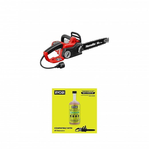 14 in. 9 Amp Electric Chainsaw and 24 oz. Biodegradable Bar and Chain Oil Combo - The Home Depot
