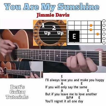 You Are My Sunshine - Jimmie Davis guitar chords w/ lyrics & bass strumming tutorial