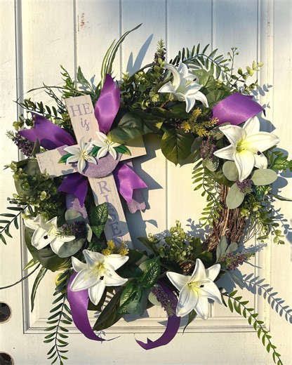 Spring Grapevine Wreath| Easter| Religious| Rustic| Country Cottage| Cross - Etsy