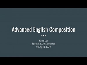 Advanced English Composition, Spring 2020, 03 April