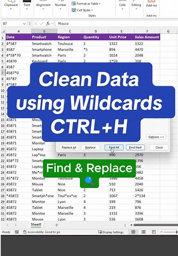 Clean Excel Data Quickly with Ctrl H Shortcuts