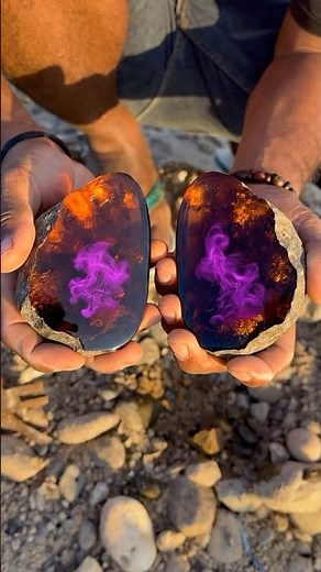Mysterious Purple Smoke Inside a Stunning Amber Stone!