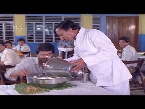 Shankarnag Eating Full Meals Hotel Comedy Scenes | Ramakrishna | Prana Snehitha Kannada Movie