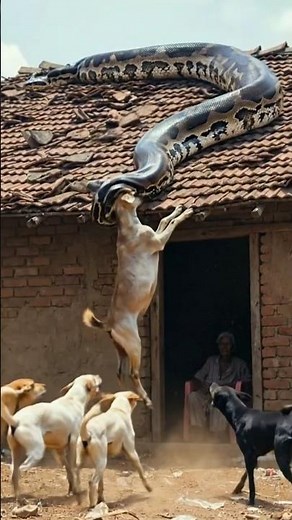 Giant Python Attacks Goat | Dogs Try to Save Goat #sh