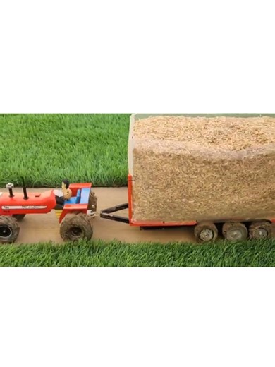 Diy mini Tractor Pulling Loaded Trolley #creatorsearchinsights #farming #tractors #agriculture #farmtech #farminglife #trending #viral #diy #toys #power #loading