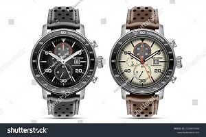 Realistic Watch Clock Chronograph Metal Leather Stock Vector (Royalty Free) 2124971936 | Shutterstock