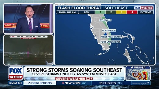 Storms race across Southeast, Florida causing flash flooding